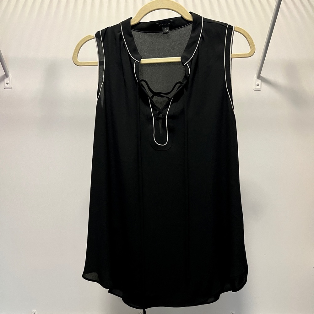 Ann Taylor Sleeveless Black Top
